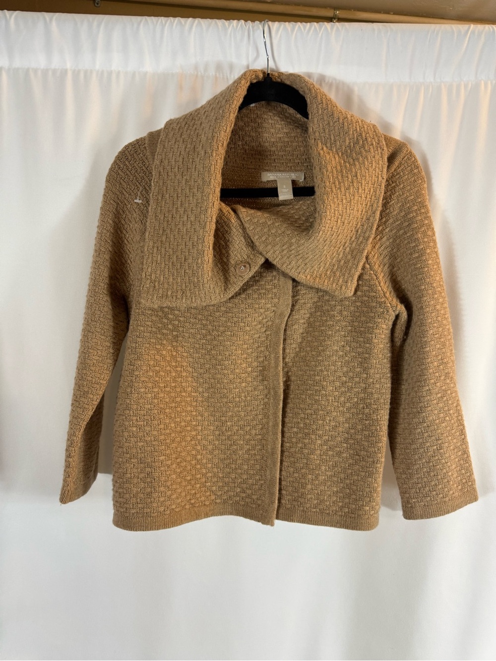 Banana Republic Camel Textured Shawl-Collar Pea Coat size:S